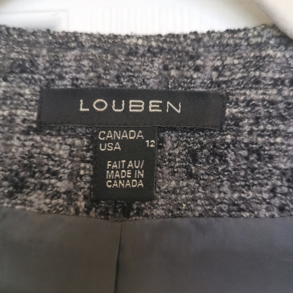 Louben Wool Tweed Blazer Gray Textured Zip Jacket Classic Minimalist Workwear - Picture 7 of 8